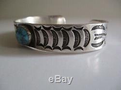 Vintage Sterling Silver Cuff Bracelet Native American Indian Navajo Turquoise