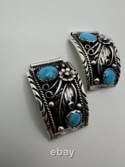 Vintage Sterling Silver DB Navajo Turquoise Watch Tips 17mm And 14mm Lug Width