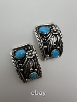Vintage Sterling Silver DB Navajo Turquoise Watch Tips 17mm And 14mm Lug Width