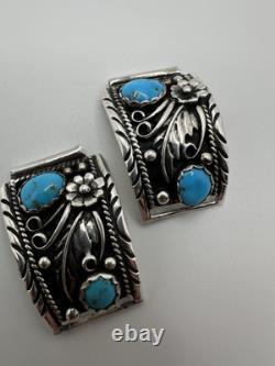 Vintage Sterling Silver DB Navajo Turquoise Watch Tips 17mm And 14mm Lug Width