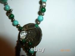 Vintage Sterling Silver Dakota Shube Fetish Turquoise Malachite Bead Necklace