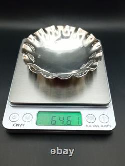 Vintage Sterling Silver Dish Pin Crimped Edge Hallmarked 64g Collectable 1944