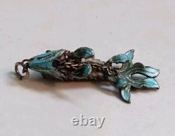 Vintage Sterling Silver & Enamel Articulated Chinese Koi Fish Pendant 1 ½