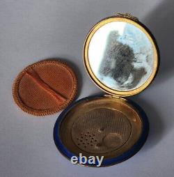Vintage Sterling Silver Enameled Signed Powder Compact Made In Germany