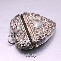 Vintage Sterling Silver English Sterling Silver Large Repousse Heart Box Pendant