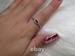 Vintage Sterling Silver Evil Eye Blue Sapphire Ring