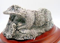 Vintage Sterling Silver Figurine Statue Model on Wood Base Hallmarked & Signed