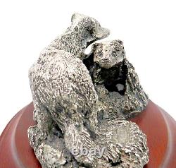 Vintage Sterling Silver Figurine Statue Model on Wood Base Hallmarked & Signed