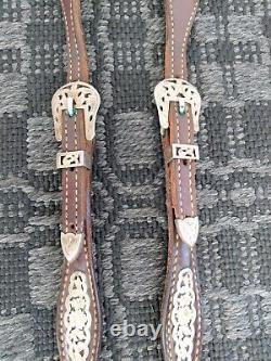 Vintage Sterling Silver Filigree Buckles Conchos Show Headstall One Ear Bridle