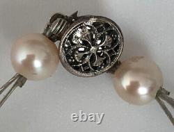 Vintage Sterling Silver Genuine Pink Pearls Fine Necklace 3 Strands