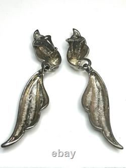Vintage Sterling Silver Glamourous Estate Twisted Scalloped Clip Earrings