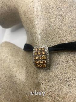 Vintage Sterling Silver Golden Lemon Citrine Choker Pendant