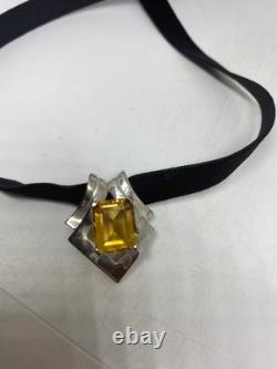 Vintage Sterling Silver Golden Lemon Citrine Choker Pendant
