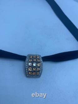 Vintage Sterling Silver Golden Lemon Citrine Choker Pendant