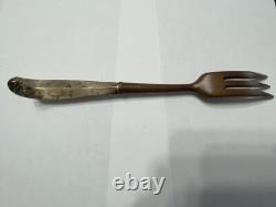 Vintage Sterling Silver Handle Wooden Fork & Spoon Salad Server Set BLOOMINGDALE