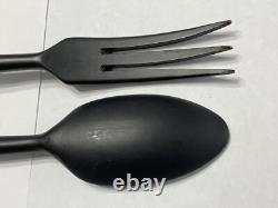 Vintage Sterling Silver Handle Wooden Fork & Spoon Salad Server Set BLOOMINGDALE