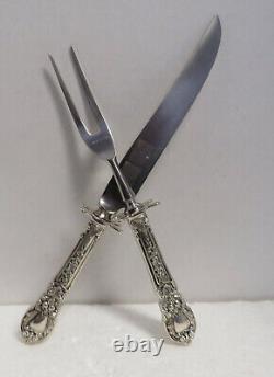 Vintage Sterling Silver Handled Lunt Charles II Steak Carving Set (2)