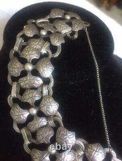 Vintage Sterling Silver Handmade Flower Link Unusual Bracelet