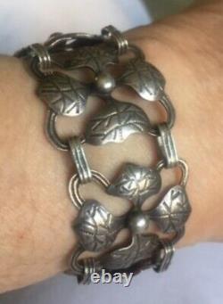 Vintage Sterling Silver Handmade Flower Link Unusual Bracelet