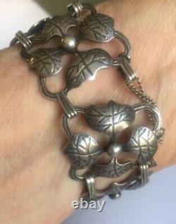 Vintage Sterling Silver Handmade Flower Link Unusual Bracelet