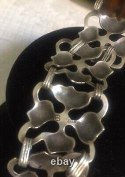 Vintage Sterling Silver Handmade Flower Link Unusual Bracelet