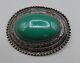 Vintage Sterling Silver Jm Green Onyx Brooch 925