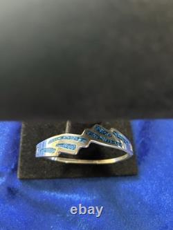 Vintage Sterling Silver & Lapis Inlay Eagle Wings Design Bangle Bracelet