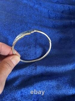 Vintage Sterling Silver & Lapis Inlay Eagle Wings Design Bangle Bracelet