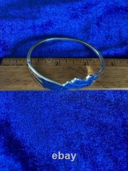 Vintage Sterling Silver & Lapis Inlay Eagle Wings Design Bangle Bracelet