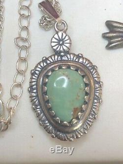 Vintage Sterling Silver Lot Carolyn Pollack Pendant Turquoise Ring Cross