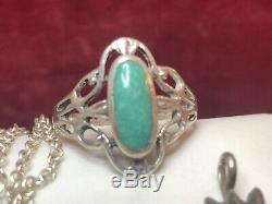 Vintage Sterling Silver Lot Carolyn Pollack Pendant Turquoise Ring Cross