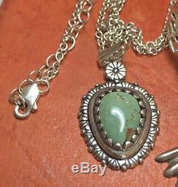 Vintage Sterling Silver Lot Carolyn Pollack Pendant Turquoise Ring Cross