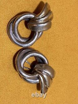Vintage Sterling Silver Modernist Large Earrings /David Varsano