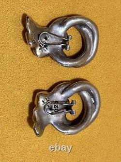 Vintage Sterling Silver Modernist Large Earrings /David Varsano