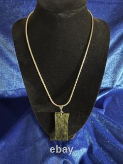 Vintage Sterling Silver Multi Stone Native American Pendant Necklace 22in