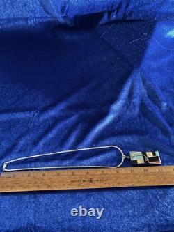 Vintage Sterling Silver Multi Stone Native American Pendant Necklace 22in