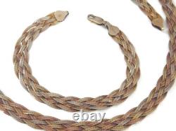 Vintage Sterling Silver Multistrand Braided Snake Italy Set Bracelet Necklace