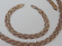 Vintage Sterling Silver Multistrand Braided Snake Italy Set Bracelet Necklace