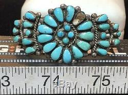 Vintage Sterling Silver Native American Old Pawn Cuff Bracelet Turquoise Zuni