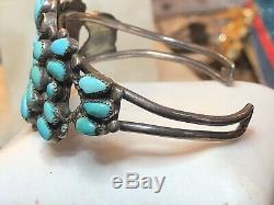 Vintage Sterling Silver Native American Old Pawn Cuff Bracelet Turquoise Zuni