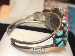 Vintage Sterling Silver Native American Old Pawn Cuff Bracelet Turquoise Zuni