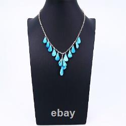 Vintage Sterling Silver Natural Blue Beauty Turquoise Necklace 16 19.2 Grams
