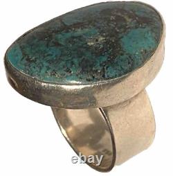 Vintage Sterling Silver Natural Stone Studio Artisan Modernist Sculpture Ring