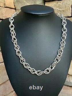 Vintage Sterling Silver Necklace Fancy Link