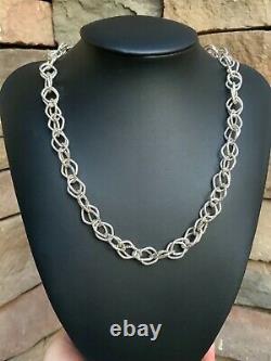 Vintage Sterling Silver Necklace Fancy Link