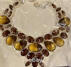 Vintage Sterling Silver Necklace With Natural Stones