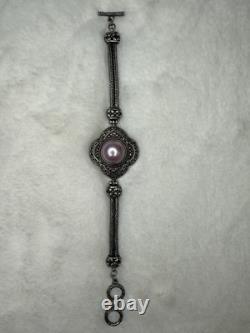Vintage Sterling Silver Pink Cultured Pearl Bracelet