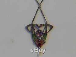 Vintage Sterling Silver Plique A Jour Necklace (geschotzt)