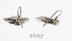 Vintage Sterling Silver Quetzlcoatl Lord Of Life & Death Figural Earrings, LUD