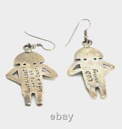 Vintage Sterling Silver Quetzlcoatl Lord Of Life & Death Figural Earrings, LUD